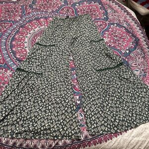 Angie Green and White Wide Leg Pants